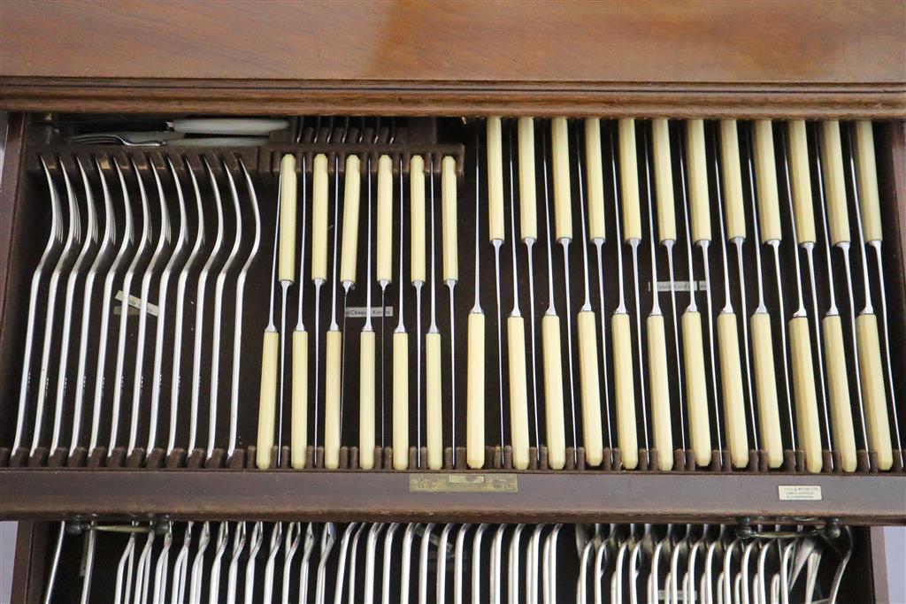 A George VI silver canteen of Salisbury? pattern cutlery for twelve by Mappin & Webb,